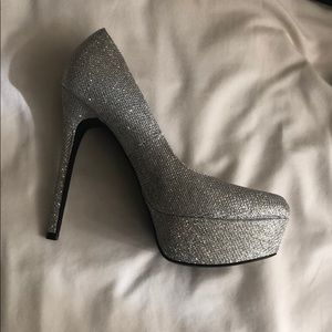 Silver sparkly heels